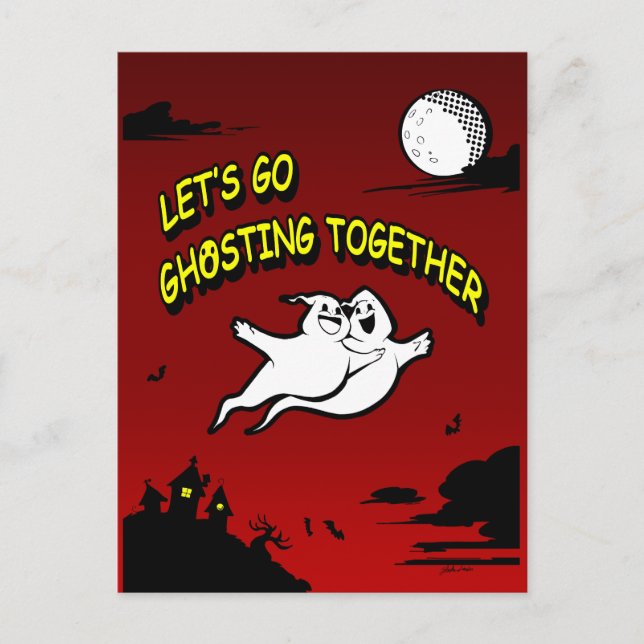 Cartão Postal De Festividades Dia de os namorados Halloween Juntos (Frente)