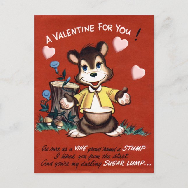 Cartão Postal De Festividades Dia de os namorados para crianças (Frente)