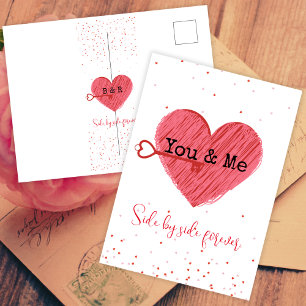 Cartão Postal De Festividades Dia de os namorados Retroativo do Coração Vermelho