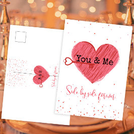 Cartão Postal De Festividades Dia de os namorados Retroativo do Coração Vermelho