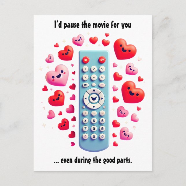 Cartão Postal De Festividades Dia de os namorados romântico | Eu pausaria o film (Frente)