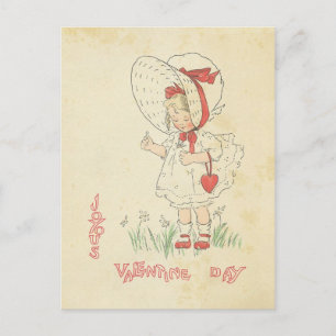 Cartão Postal De Festividades dia de os namorados Saudações Vintage Bonita Coraç