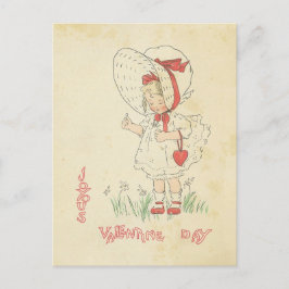 Cartão Postal De Festividades Dia de os namorados Saudações Vintage Garota Bonit