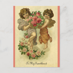 Cartão Postal De Festividades Dia de os namorados Vitoriano Vintage, Rosas Angel
