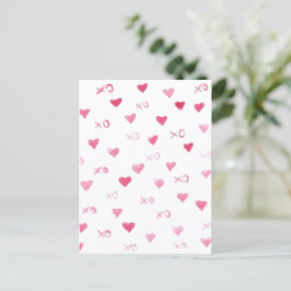 Cartão Postal De Festividades Dia de os namorados xoxo Love Sweet Watercolor Hea