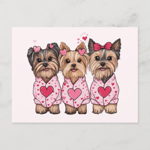 Cartão Postal De Festividades Dia de os namorados Yorkie Dogs