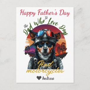 Cartão Postal De Festividades dia de os pais, pai de cão, motociclos, simples mo