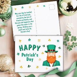 Cartão Postal De Festividades Dia de Patrick do Leprechaun Clover Shamrock
