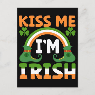 Cartão Postal De Festividades Dia de São Patrício 2026: Beije Me Eu Sou Irlandês