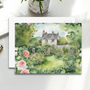 Cartão Postal De Festividades Dia de São Patrício de Aquarela Estética Casa Irla