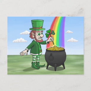 Cartão Postal De Festividades Dia de São Patrício Duende