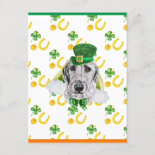 Cartão Postal De Festividades Dia de São Patrício Shamrock Irish Wolfhound