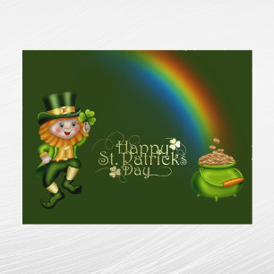 Cartão Postal De Festividades Dia de São Patrício Verde do Leprechaun Dourado Ar