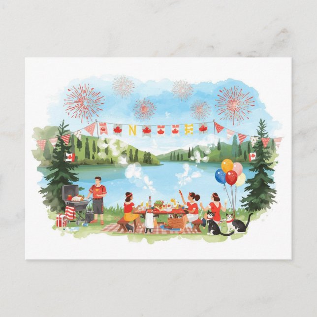 Cartão Postal De Festividades Dia do Canadá (Frente)