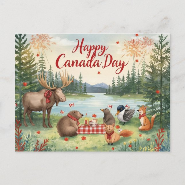 Cartão Postal De Festividades Dia do Canadá (Frente)