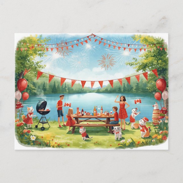 Cartão Postal De Festividades Dia do Canadá (Frente)