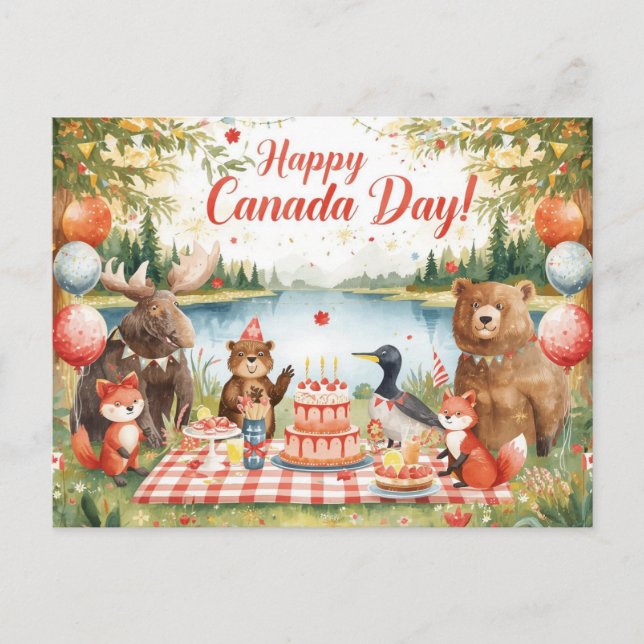 Cartão Postal De Festividades Dia do Canadá (Frente)