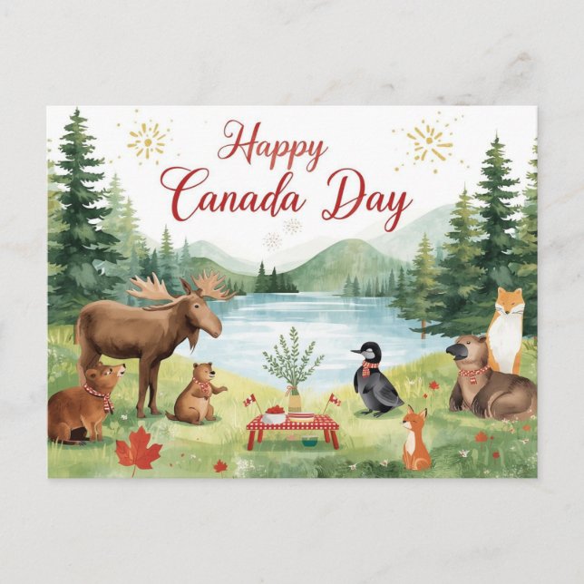 Cartão Postal De Festividades Dia do Canadá (Frente)