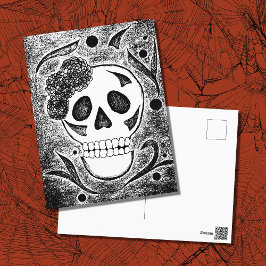 Cartão Postal De Festividades Dia do Câncer Branco Negro de Halloween morto