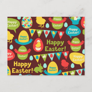 Cartão Postal De Festividades Dia do felz pascoa - Coelhinho E Páscoa De Ovos