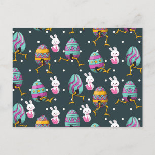 Cartão Postal De Festividades Dia do felz pascoa - Coelhinho Engraçado Deseja Pa