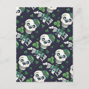CARTÃO POSTAL DE FESTIVIDADES DIA DO LEPRECHAUN MORTO, RUA. PADDY'S DAY SKULL