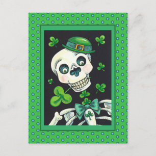 CARTÃO POSTAL DE FESTIVIDADES DIA DO LEPRECHAUN MORTO, RUA. PADDY'S DAY SKULL