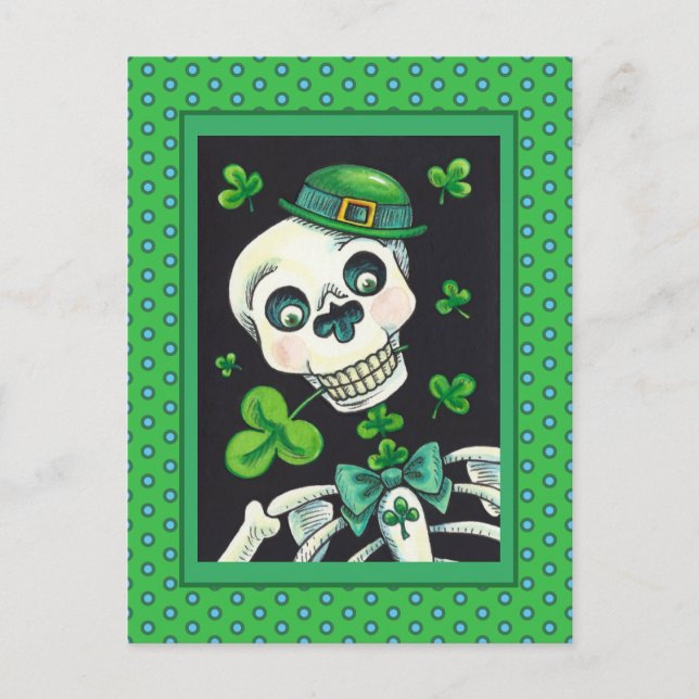 CARTÃO POSTAL DE FESTIVIDADES DIA DO LEPRECHAUN MORTO, RUA. PADDY'S DAY SKULL (Frente)
