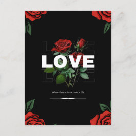 Cartão Postal De Festividades Dia do Namorados Romântico 2026 com amor e Rosa