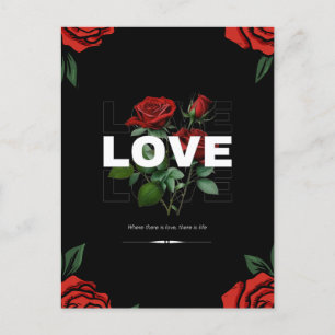 Cartão Postal De Festividades Dia do Namorados Romântico 2026 com amor e Rosa