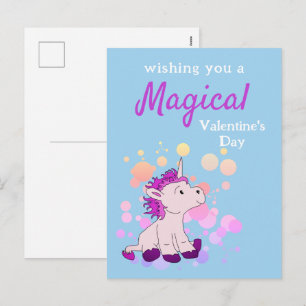 Cartão Postal De Festividades Dia dos Namorados do Unicórnio Rosa Mágico 