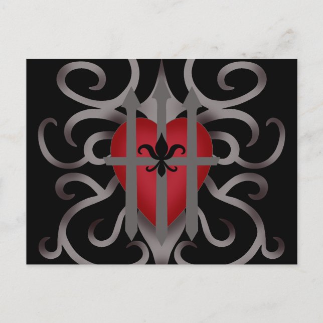 Cartão Postal De Festividades Dia dos namorados encarcerado gótico do coração (Frente)