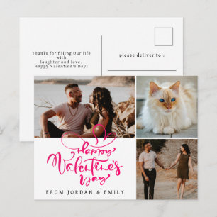 Cartão Postal De Festividades Dia dos Namorados Feliz Corações Vermelhos Elegant