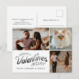 Cartão Postal De Festividades Dia dos Namorados Fotos Felizes Corações Vermelhos