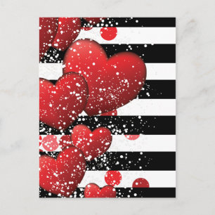 Cartão Postal De Festividades Dia dos Namorados listrado luxuoso