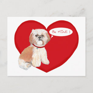 Cartão Postal De Festividades Dia dos Namorados Shih Tzu