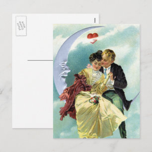 Cartão Postal De Festividades Dia dos Namorados Vintage Amor e Romance Vitoriano