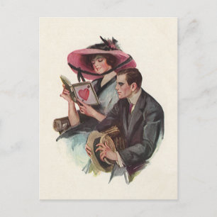 Cartão Postal De Festividades Dia dos Namorados Vitoriano Antigo Amor e Romance