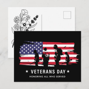Cartão Postal De Festividades Dia dos Veteranos Memorial American Flag 2026