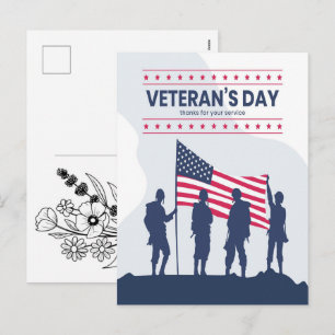 Cartão Postal De Festividades Dia dos Veteranos Memorial Bandeira Americana 2026