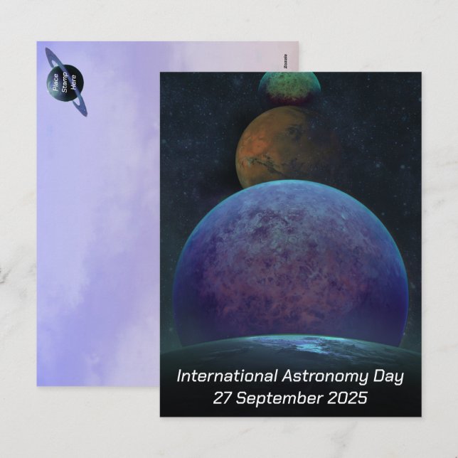 Cartão Postal De Festividades Dia Internacional da Astronomia - Planetas (Frente/Verso)