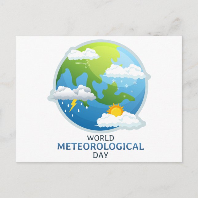 Cartão Postal De Festividades Dia Mundial da Meteorologia (Frente)