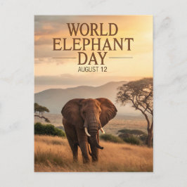 Cartão Postal De Festividades Dia Mundial do Elefante Arte da Savana Africana