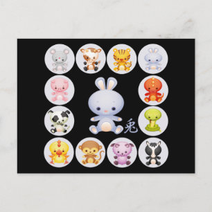 Cartão Postal De Festividades Dia Zodíaco Chinês do Cartaz do Coelho