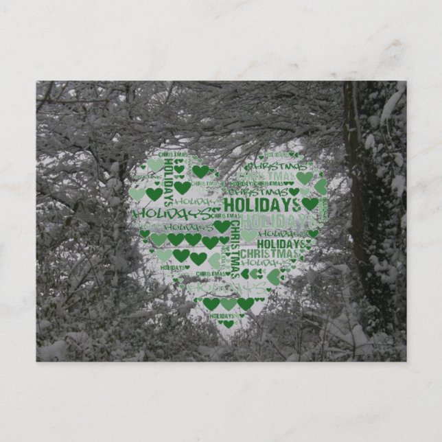 Cartão Postal De Festividades Dias de Férias Felizes do Coração Verde (Frente)