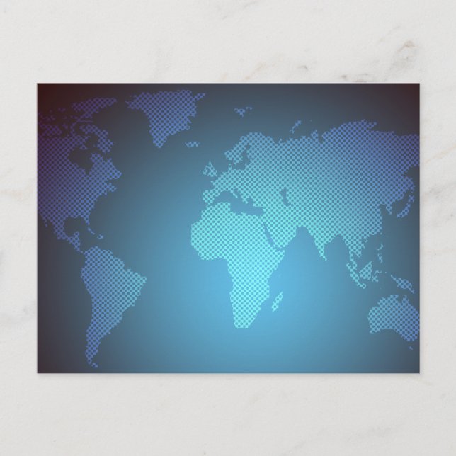 Cartão Postal De Festividades Digital Dot World Map Gradient Art (Frente)