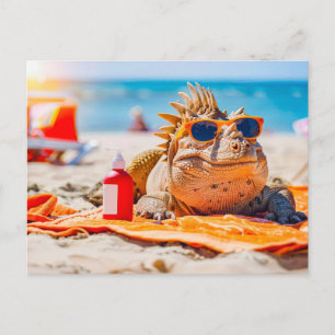 Cartão Postal De Festividades Dino Sunbelt na praia