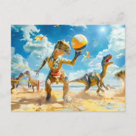Cartão Postal De Festividades Dinosaur Beach Voleibol