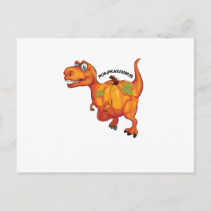 Cartão Postal De Festividades Dinosaur Pumpkasaurus Halloween Thanksgiving