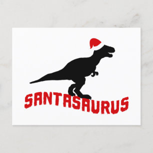 Cartão Postal De Festividades Dinossauro Festivo de Natal pré-histórico